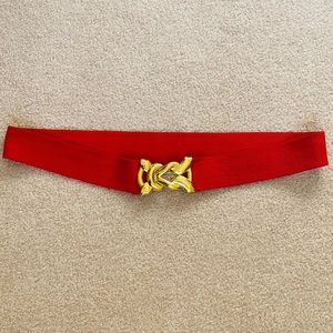Forever 21 Red & Gold Elastic Belt